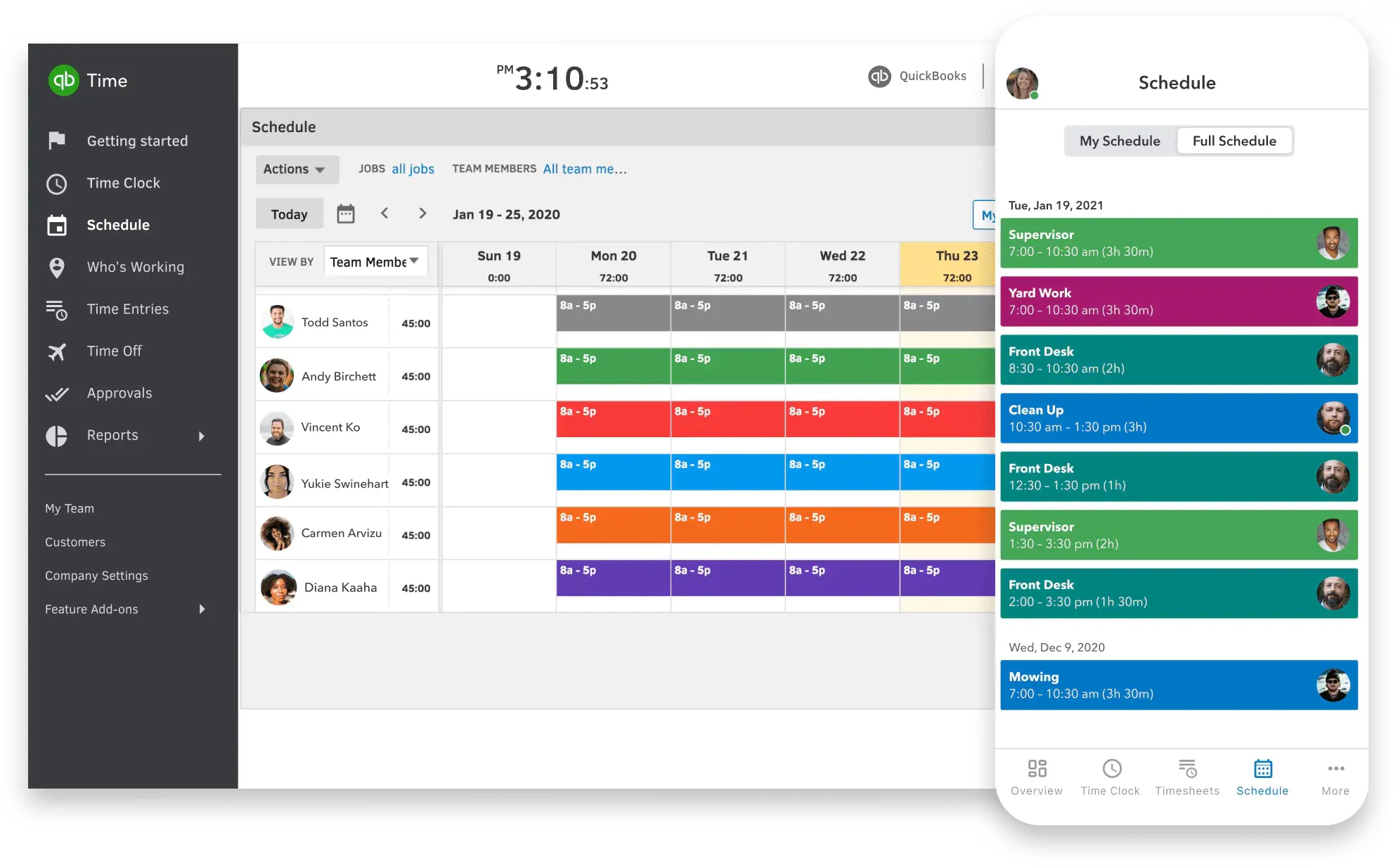 QuickBooks Time employee scheduling app