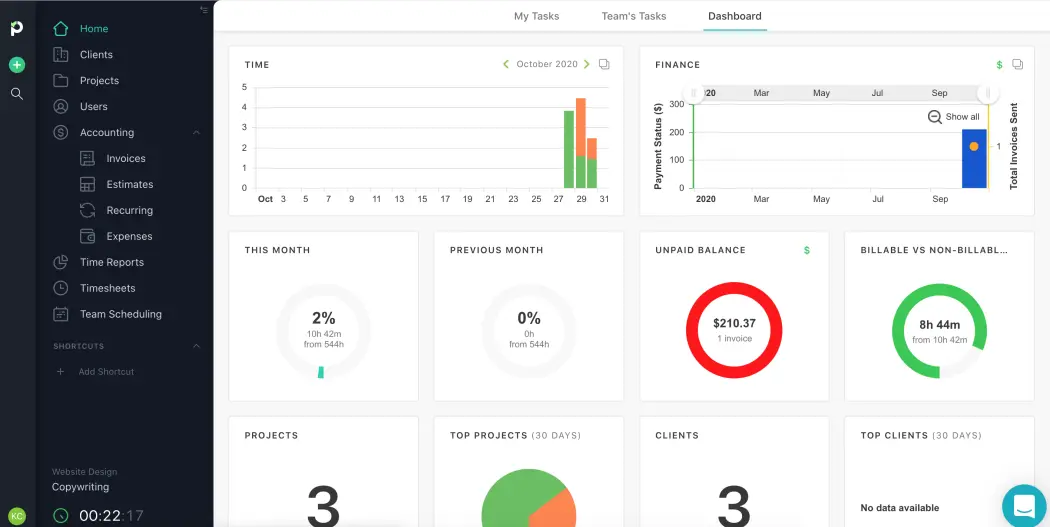  Paymo timesheet dashboard
