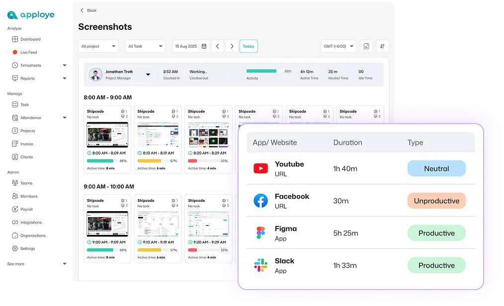 Stealth monitoring settings panel showing optional enable toggles