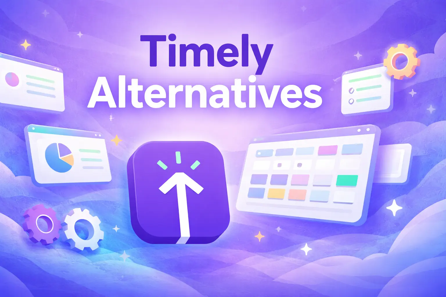 Timely Alternatives banner with Timely logo, app dashboards.