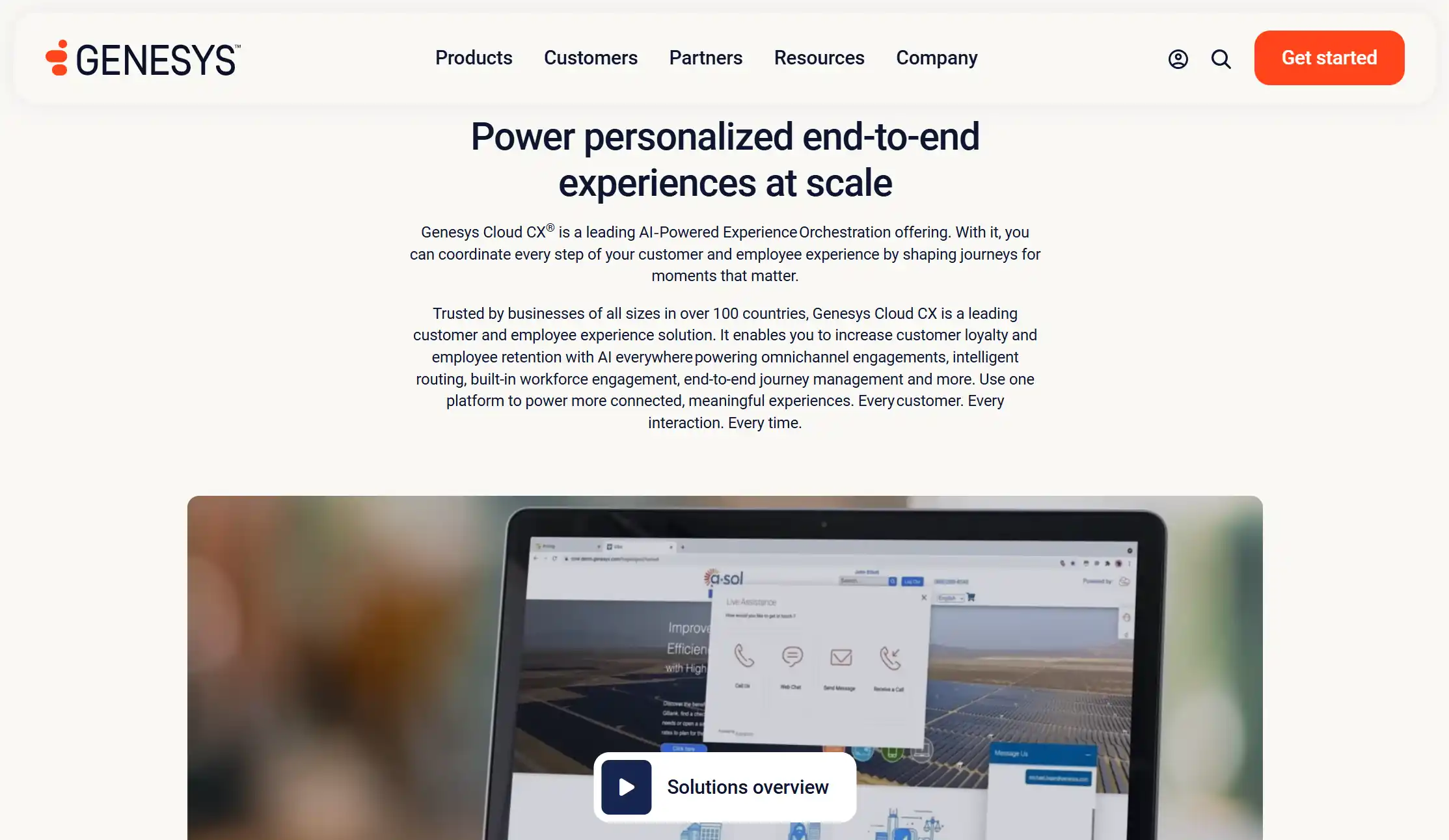 Genesys Cloud CX homepage.