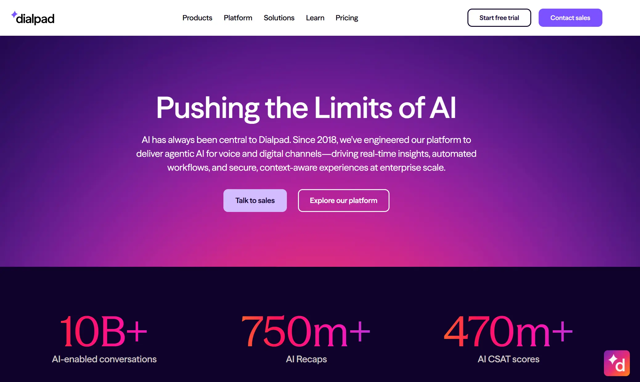 Dialpad AI homepage.