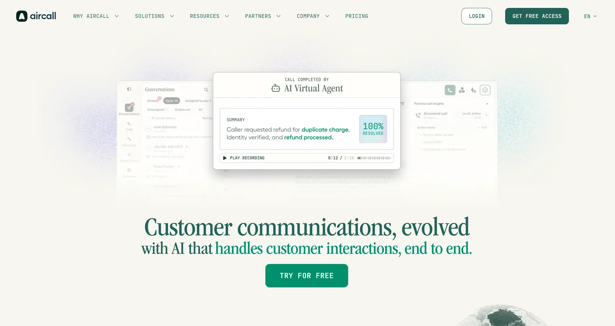 Aircall homepage.