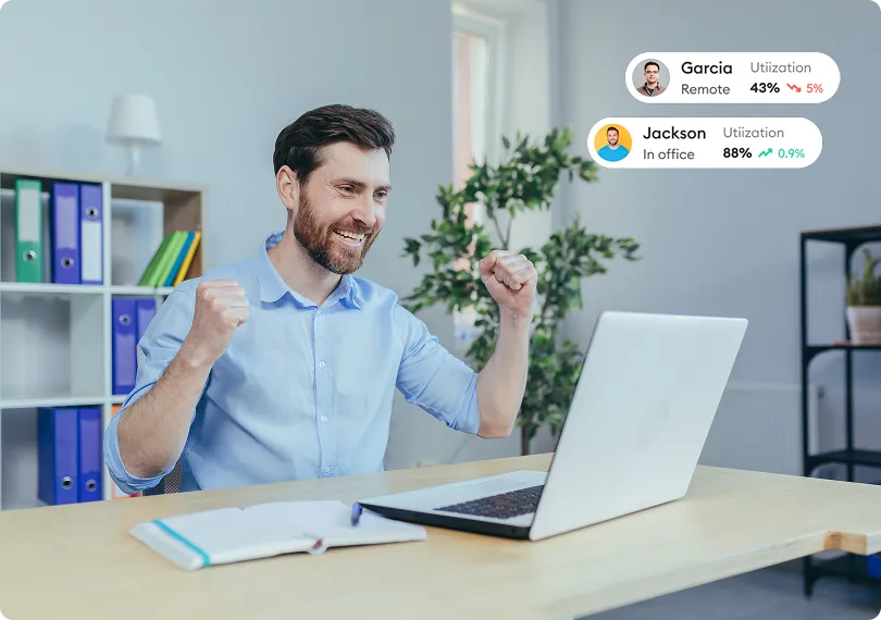 Call center team productivity management dashboard with task tracking and utilization insights.