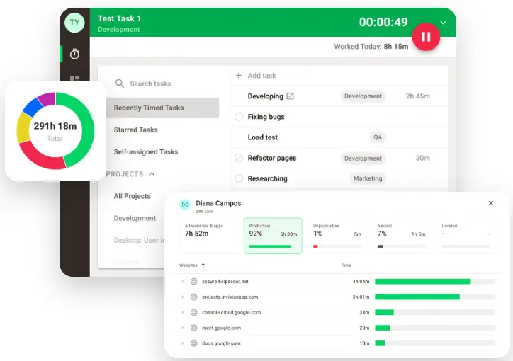 Time Doctor timer interface.