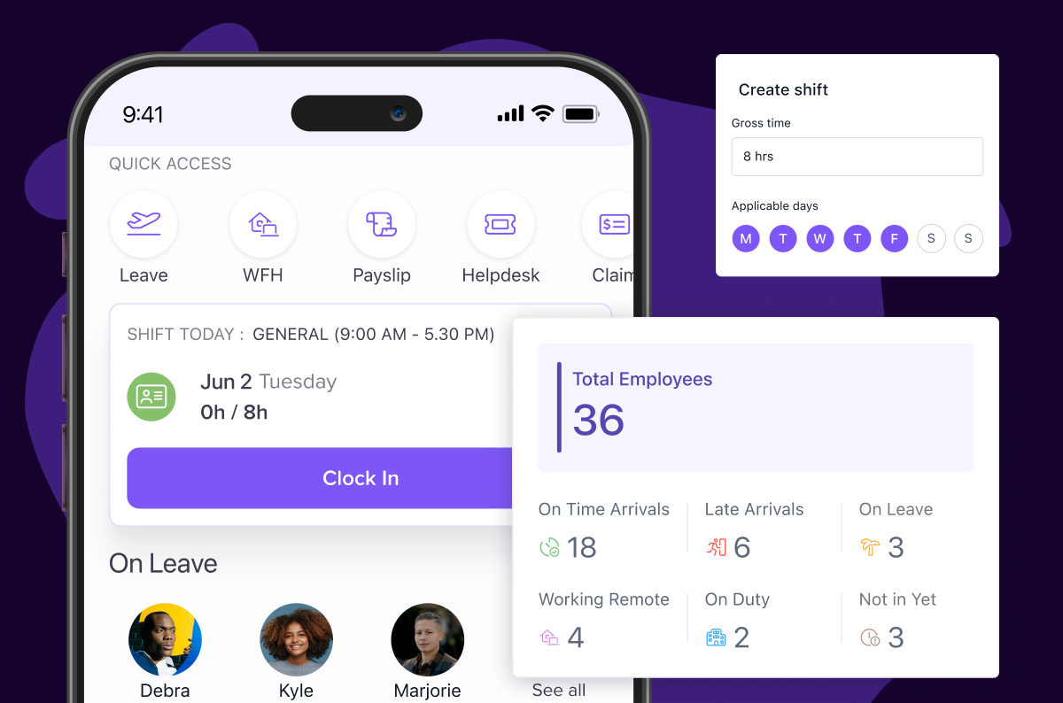 Keka scheduling software on a mobile.