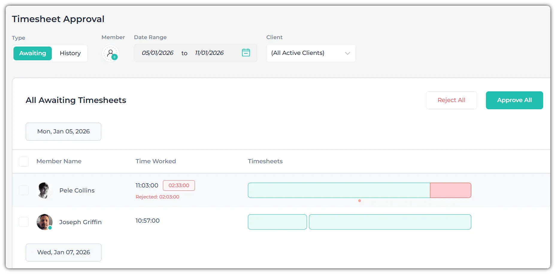 Timesheet approval