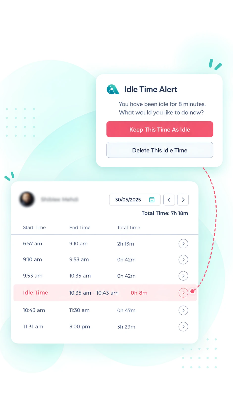 Apploye automatically detects employee inactivity during tracked work sessions