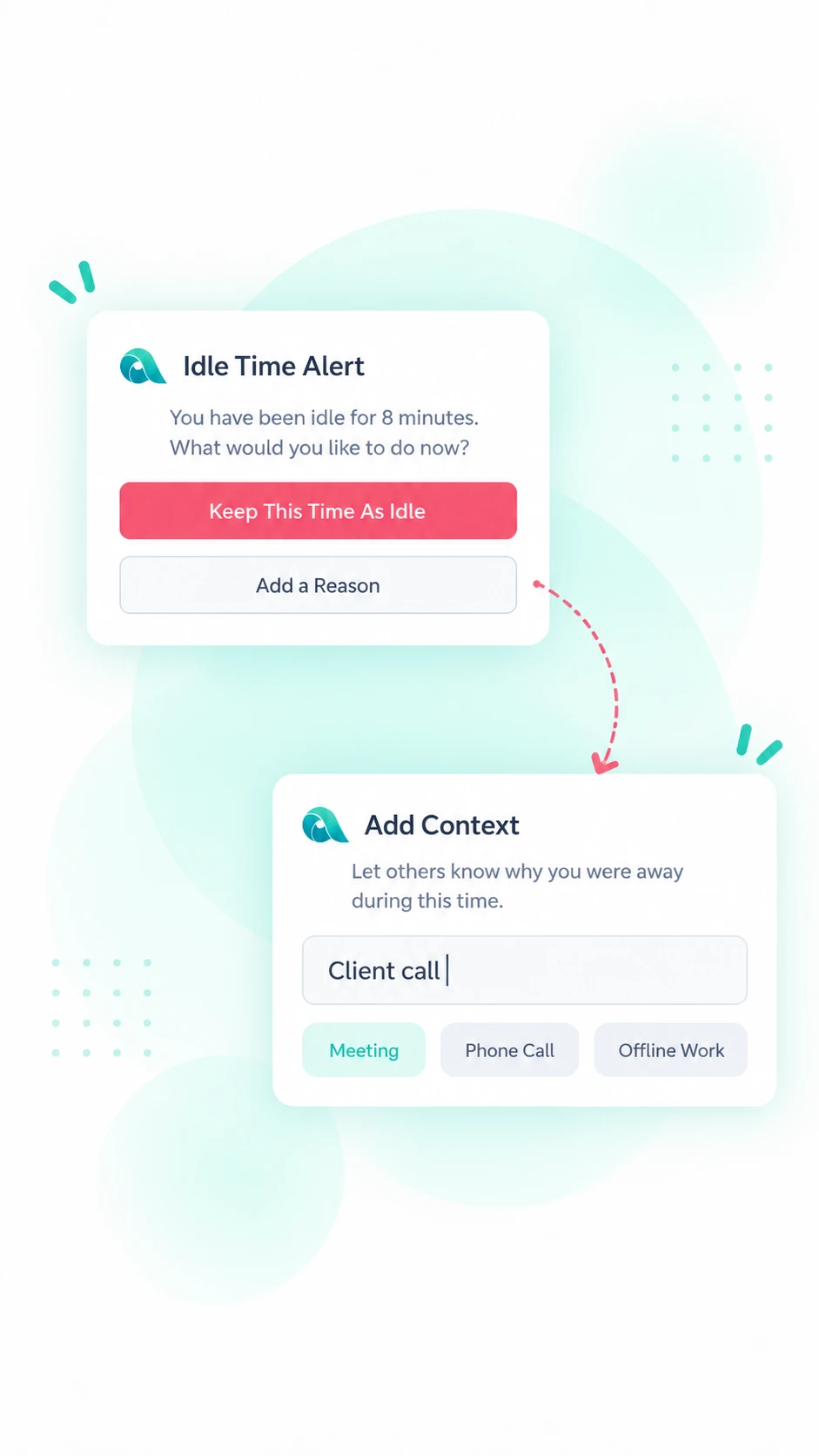 Apploye idle time alert allowing employees to review detected inactivity