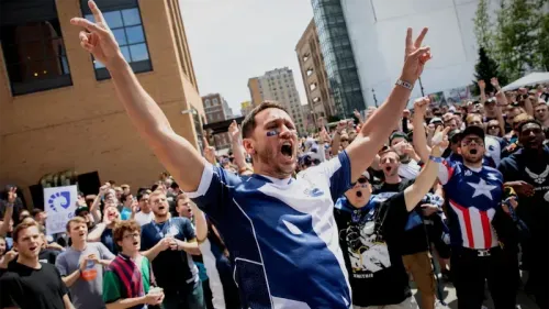 Team Liquid co-ceo Steve Arhancet celebrating with fans.