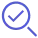 Search icon with checkmark inside