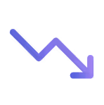 purple downwards arrow icon representing reduced credit losses for lenders
