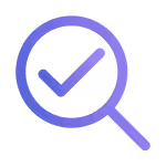 Search icon with checkmark 