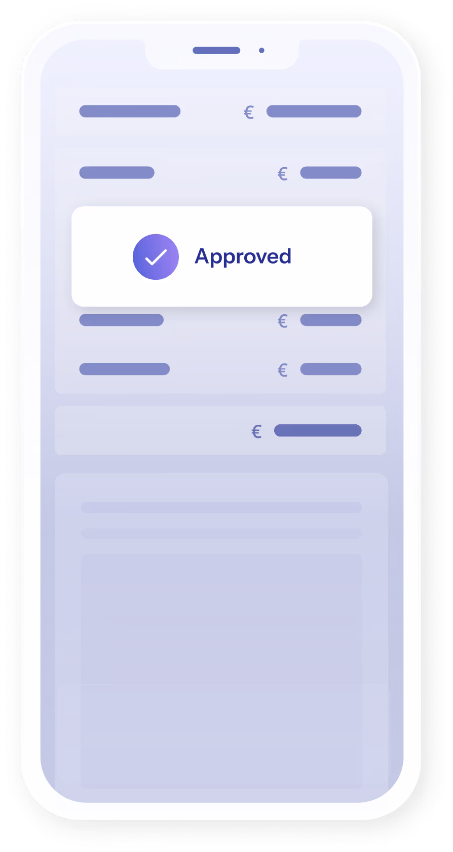 Smartphone interface of Step 3 of creditworthiness assessment of loan application. Applicant approves their financial data