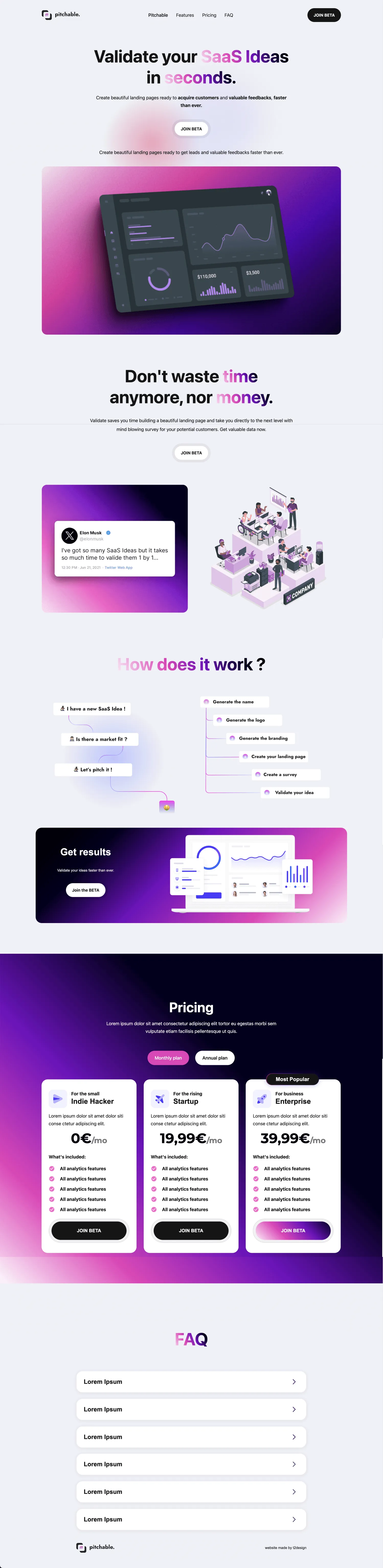 Pitchable concept website