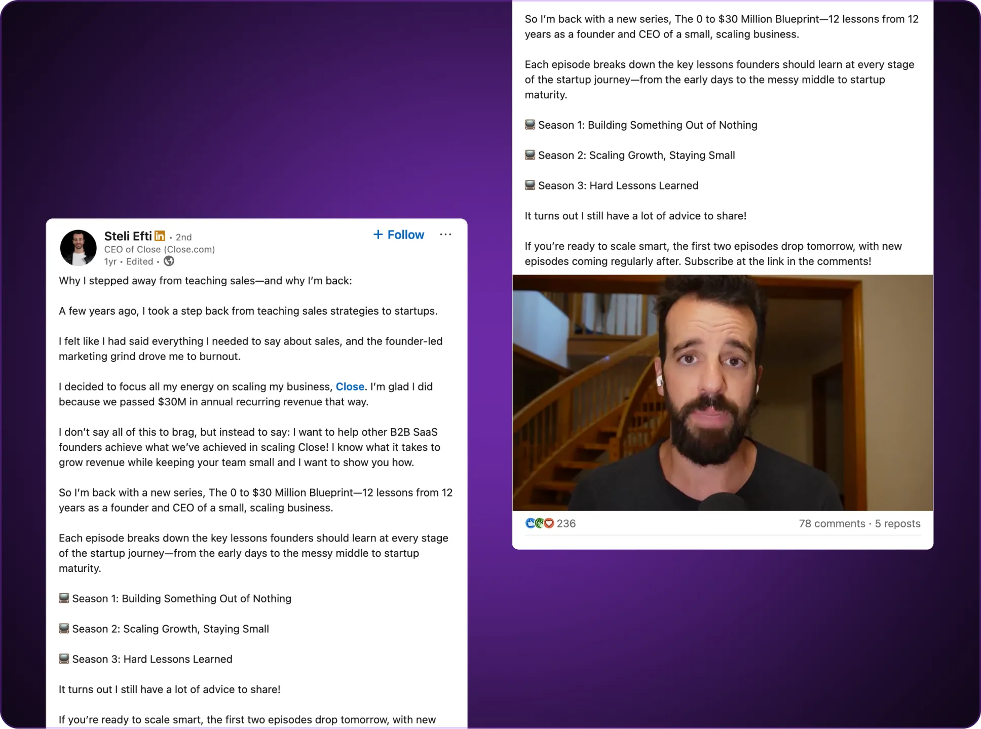 screenshot of a linkedin post