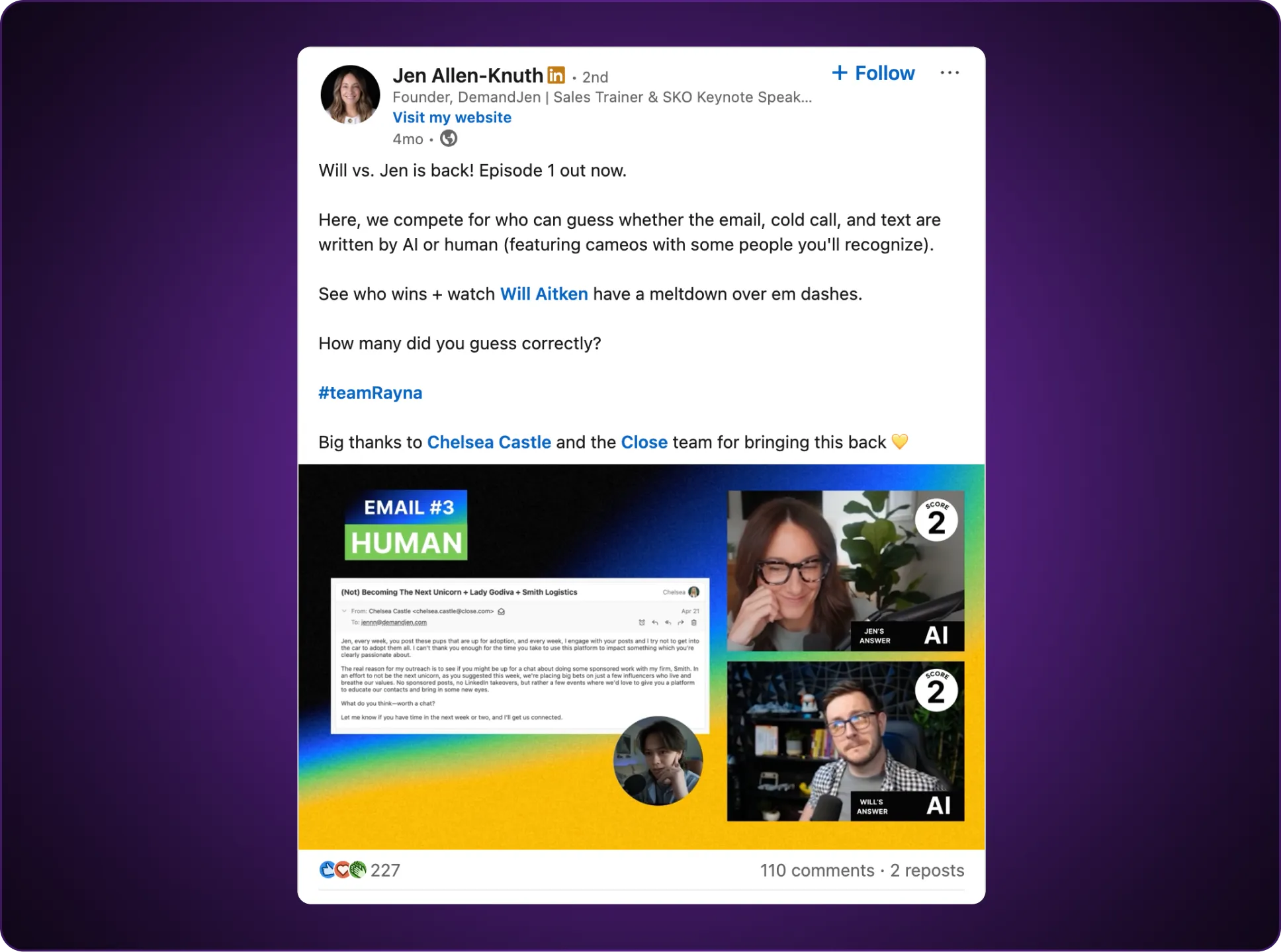 screenshot of a linkedin post