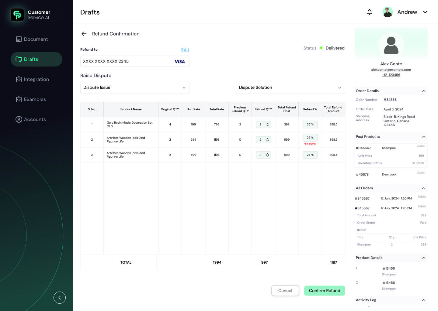 Zenva dashboard - Refunds