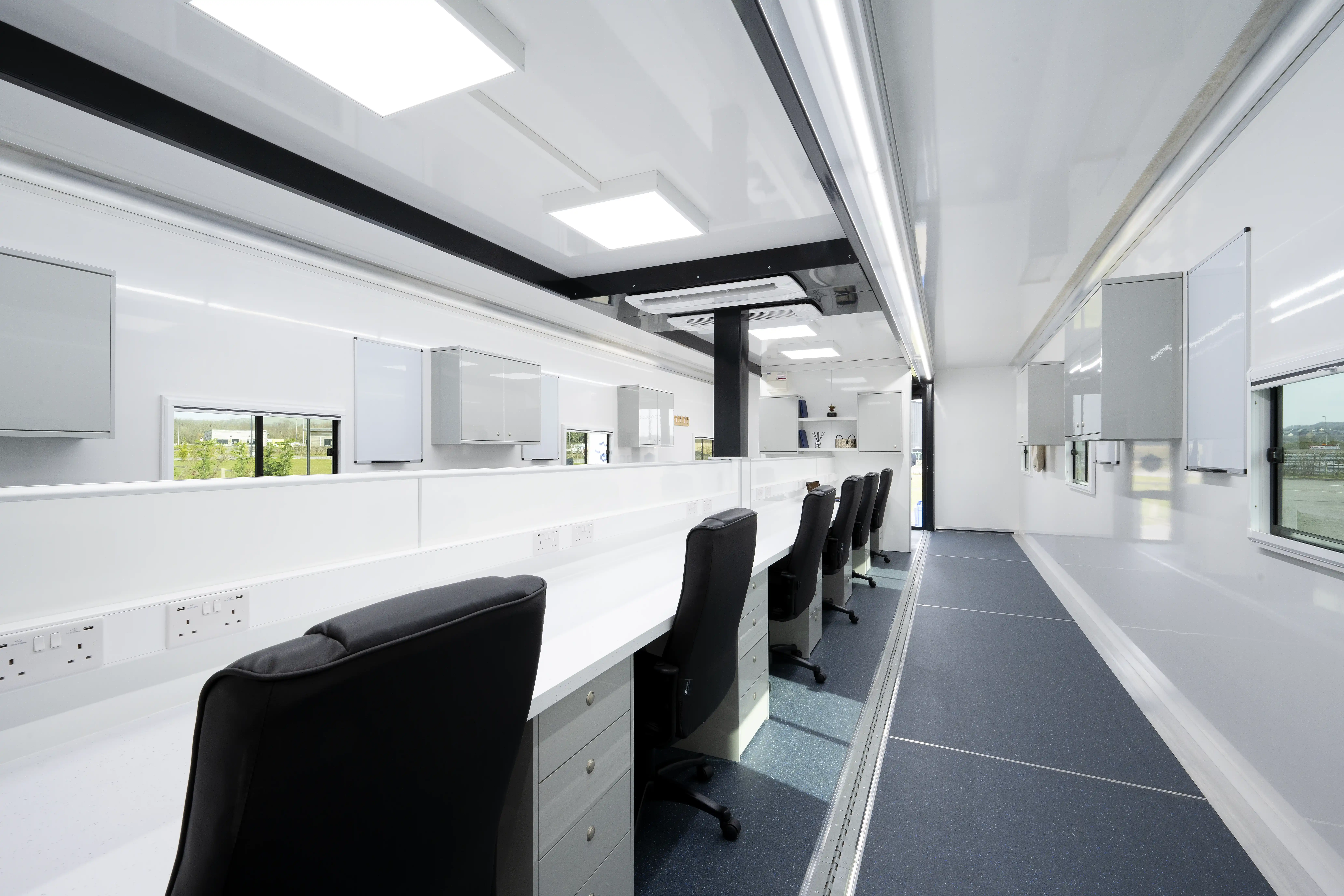 Inside of a container to use as a place for artists.