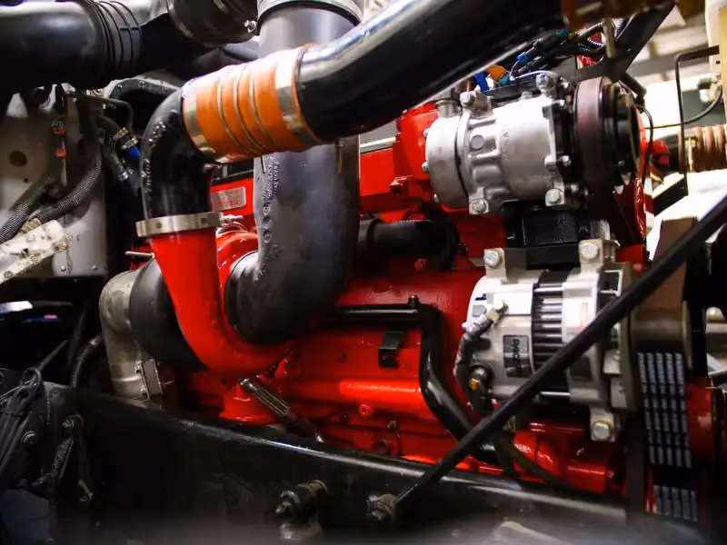 Truck engine inspection and repair in repair shop