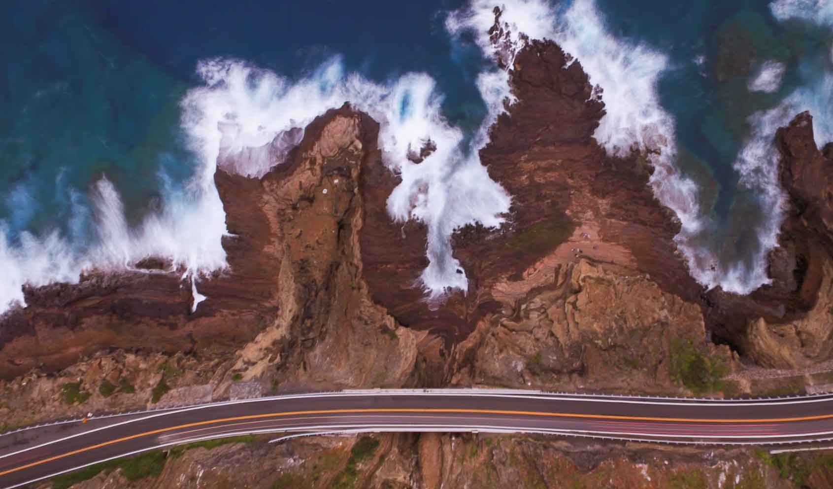 long exposure top down drone photo