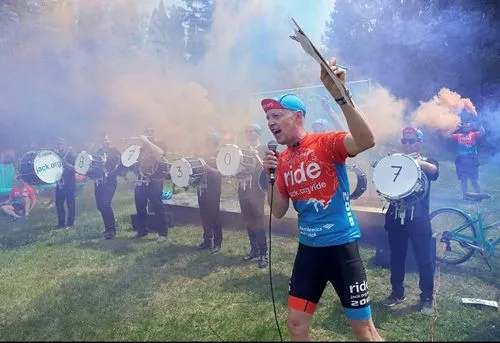 Jack Ride participant speaking in front of crowd