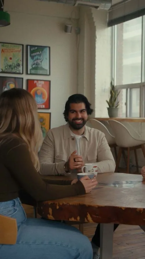 Two people in conversation