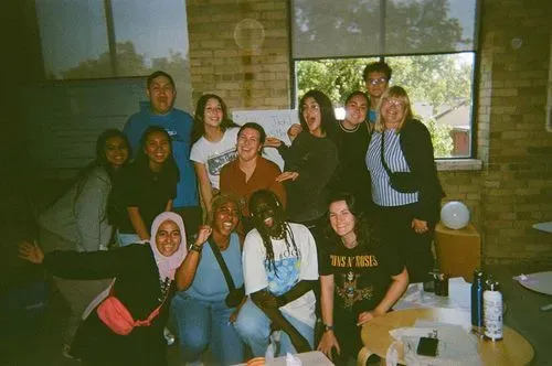 Vintage photo of youth in the office