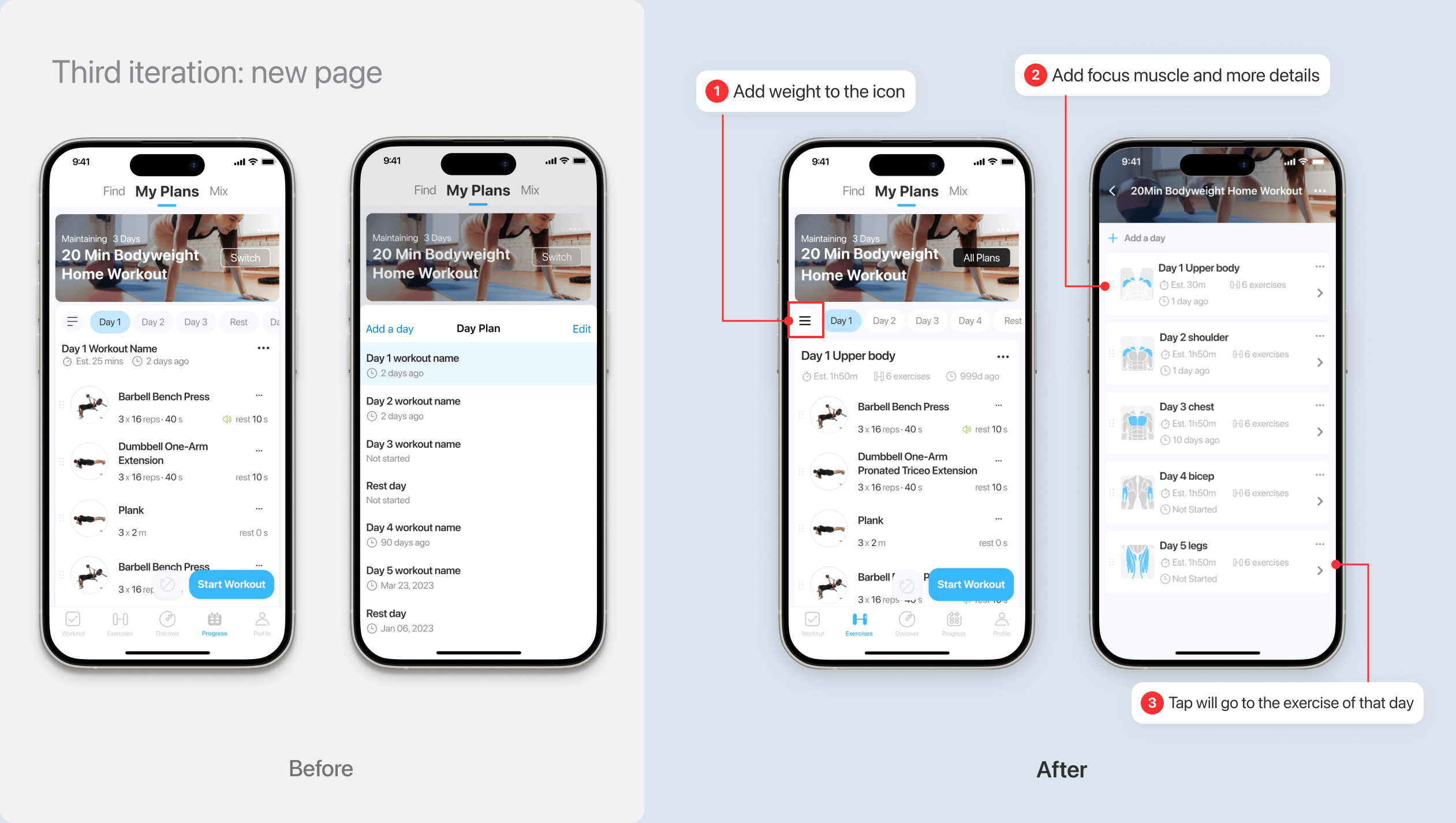 A before after image of mobile interfaces