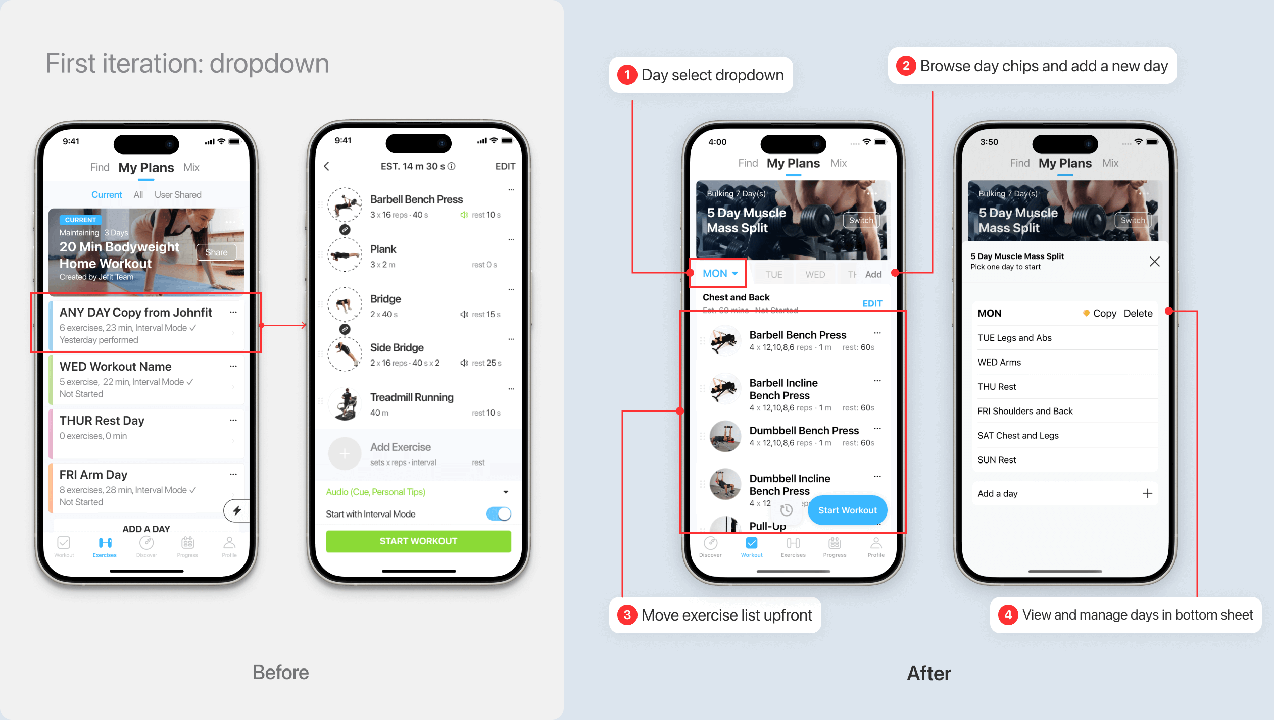 A before after image of mobile interfaces