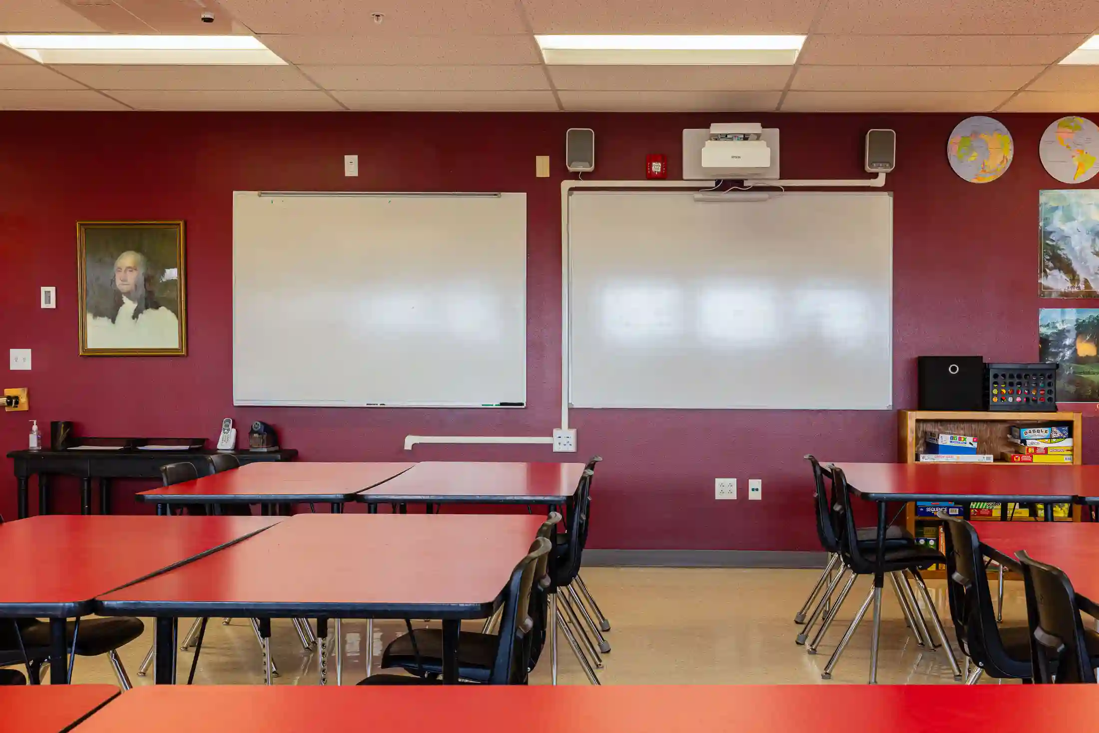 Classroom teaching wall and instructional technology at Dean Morgan Middle School in Casper, Wyoming