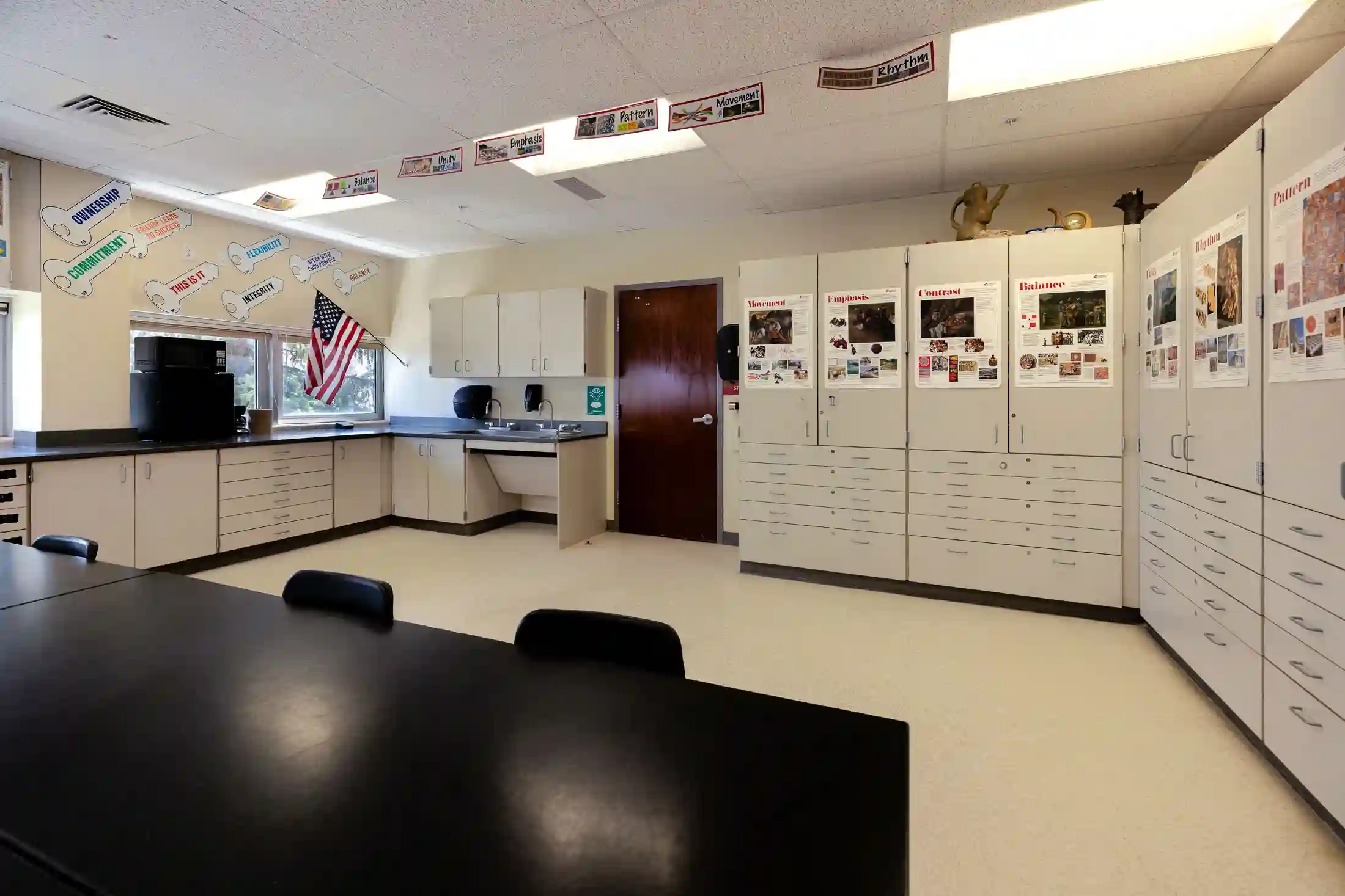 Art classroom storage and work surfaces at Dean Morgan Middle School in Casper, Wyoming