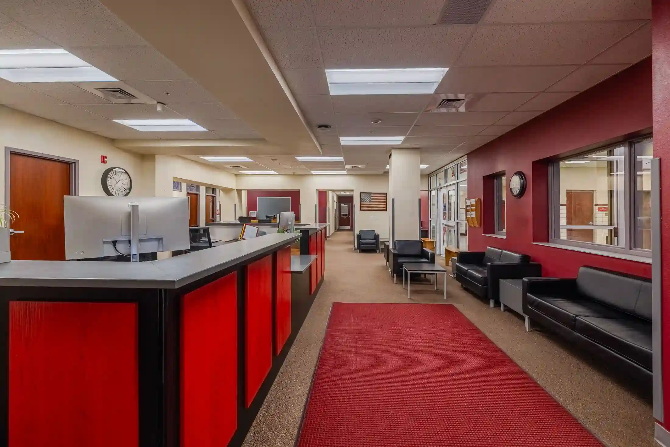 Front office corridor and waiting area at Dean Morgan Middle School in Casper, Wyoming