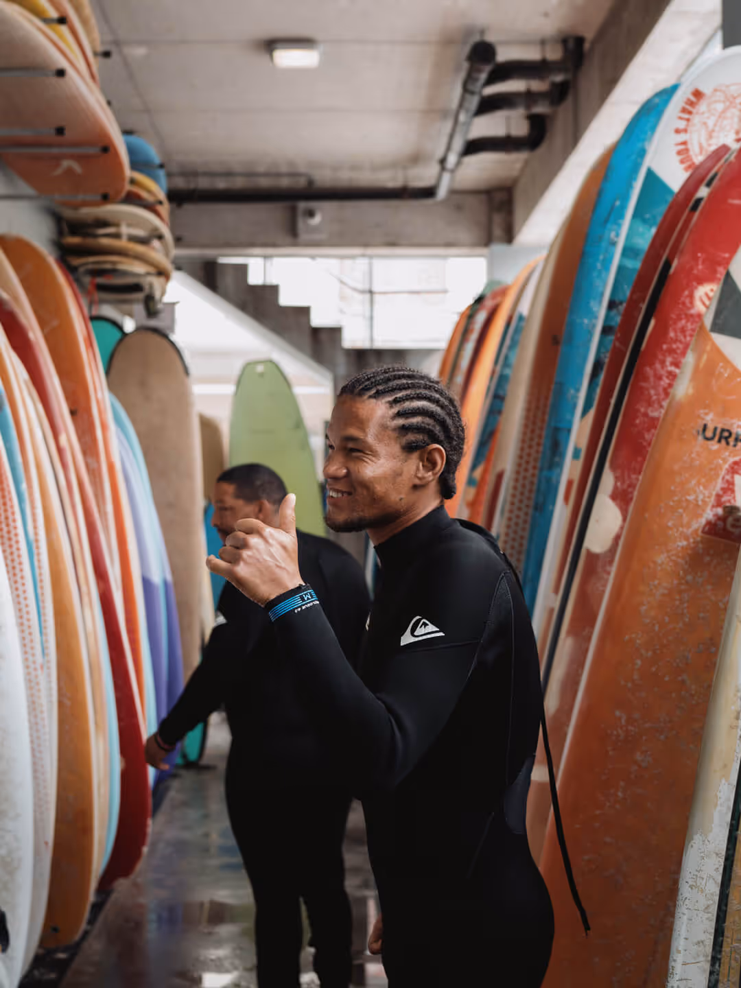 Two young residents of New Hope SA going surfing. 