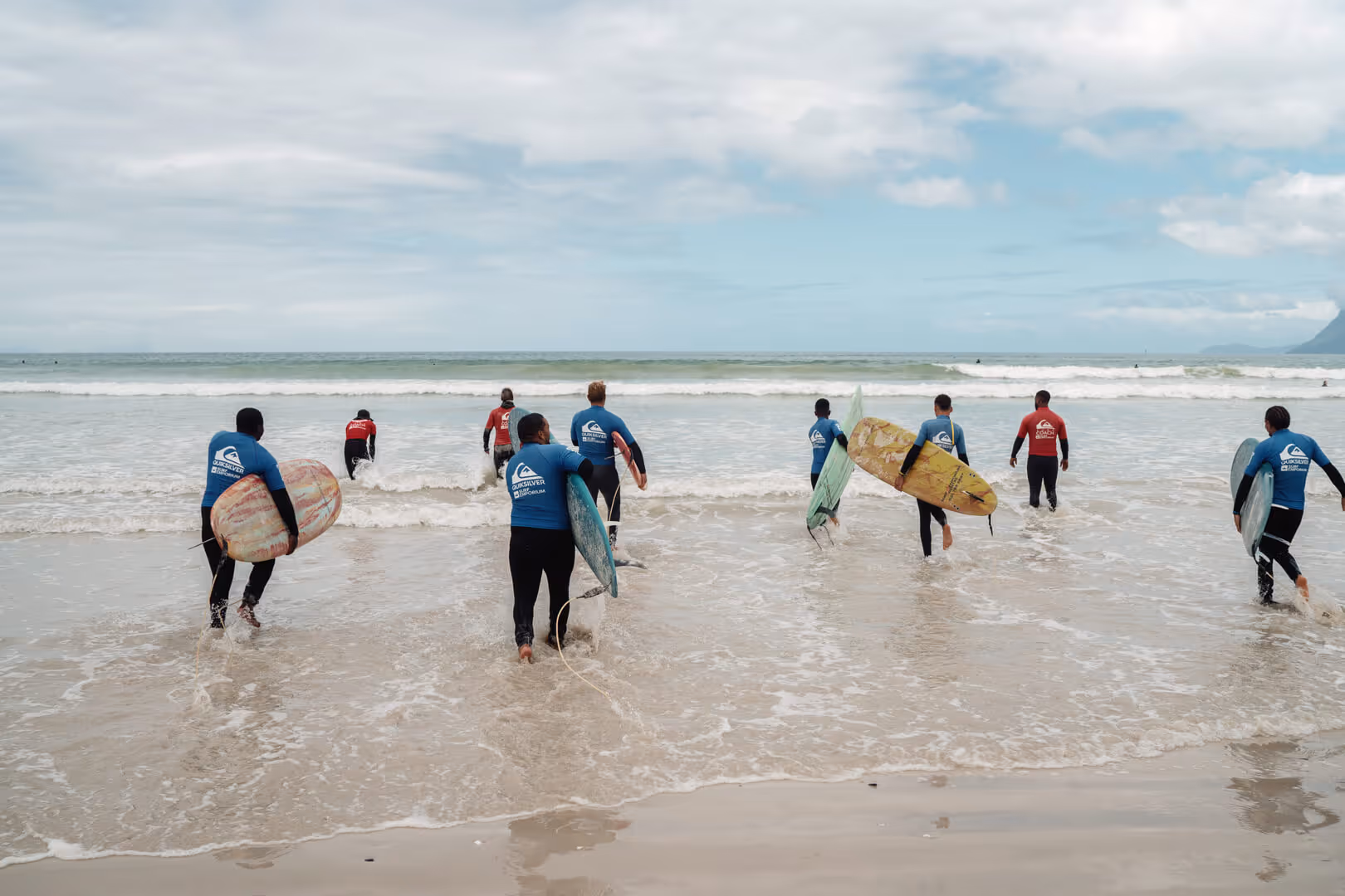 Residents of New Hope SA go surfing.
