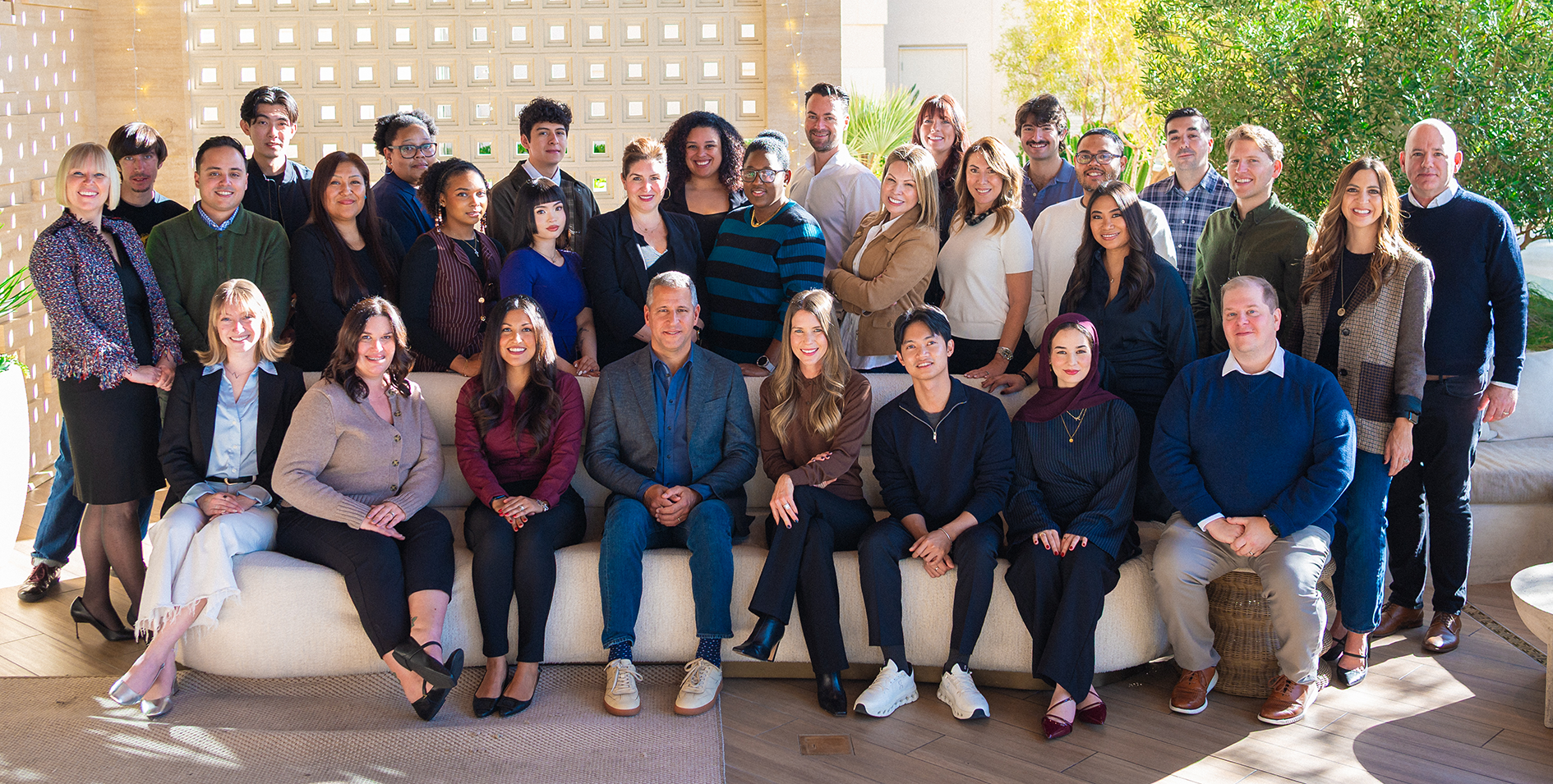 A view of Las Vegas at night from the top of a building.