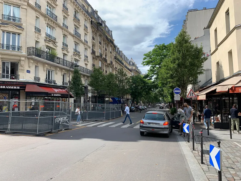 Immeubles en pierre et arbres le long de l'avenue Secrétan, dans le 19e