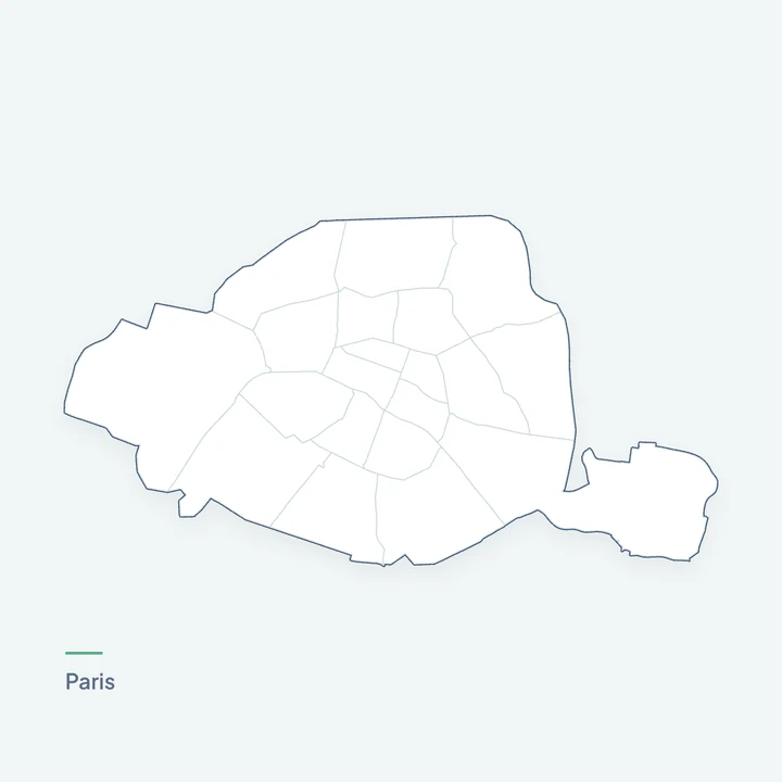 Carte de Paris où les arrondissements s'allument un à un, du centre vers l'extérieur