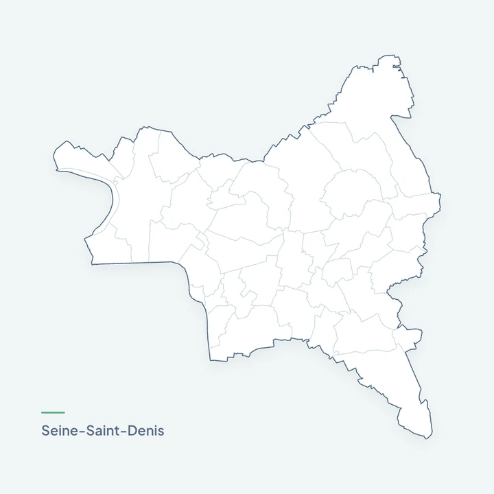 Carte des 39 communes de la Seine-Saint-Denis qui s'allument du centre vers les limites du département