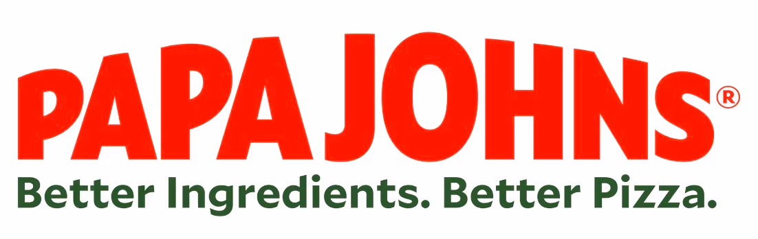 Papa John's logo with the slogan "Better Ingredients. Better Pizza." in red and green text.
