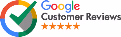 Google Customer Reviews logo with a green checkmark and five orange stars.