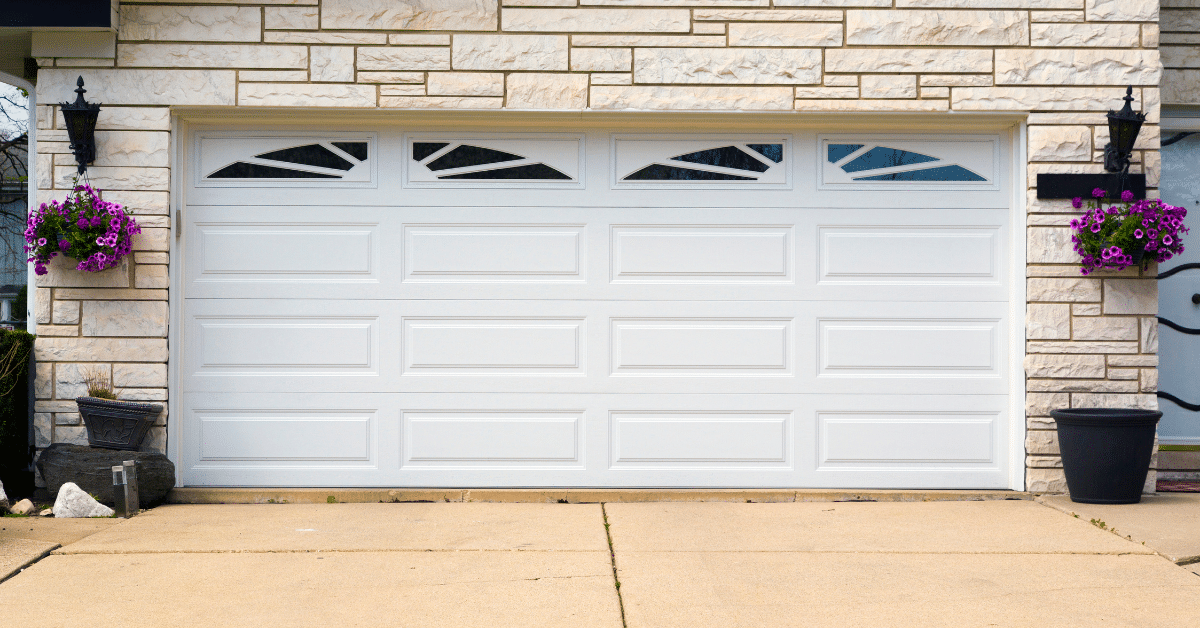 Homeowner Cleaning Garage Door Summer Sunny Day Maintenance