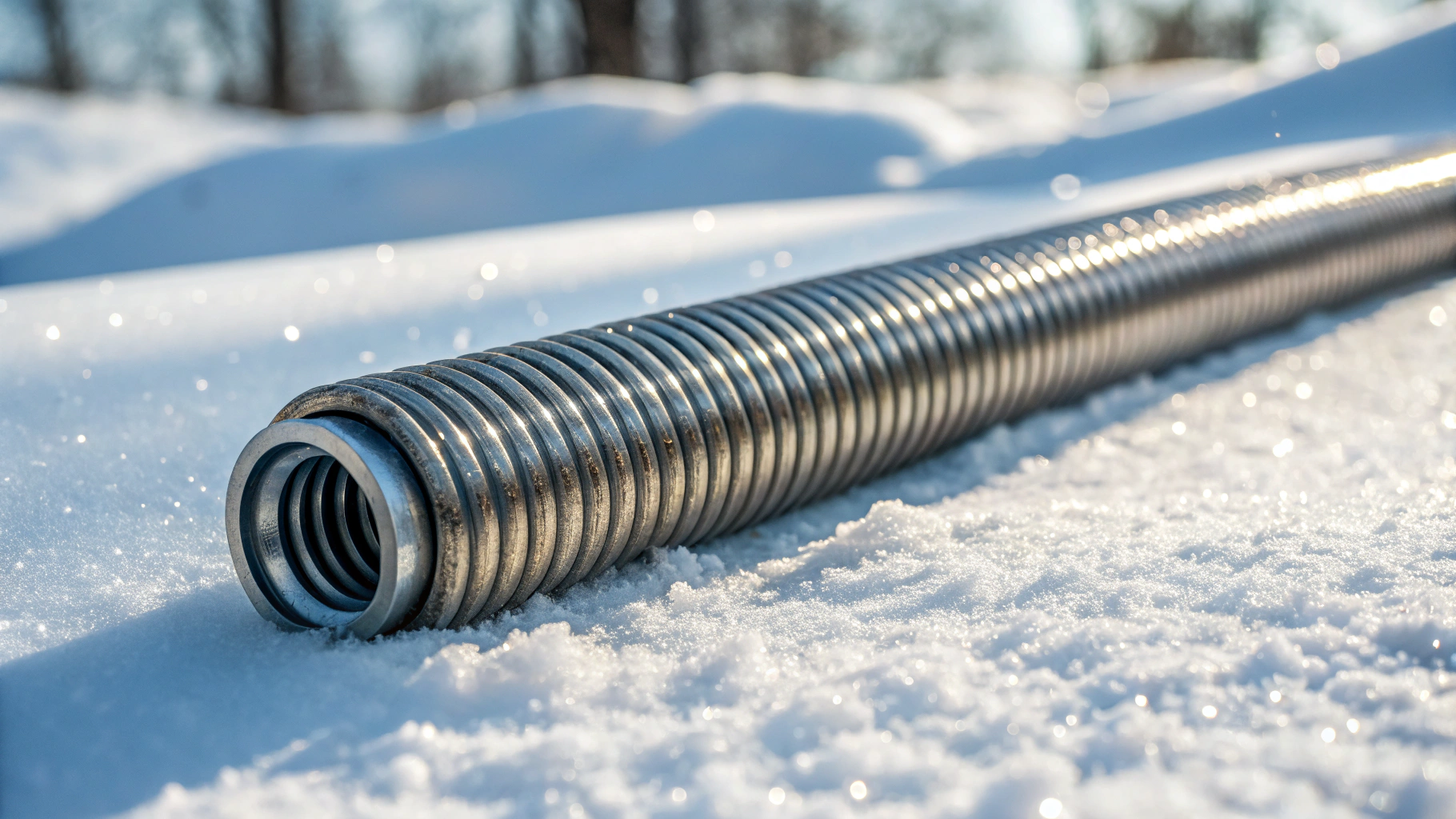 Close-up shot of a corrosion-resistant garage door spring