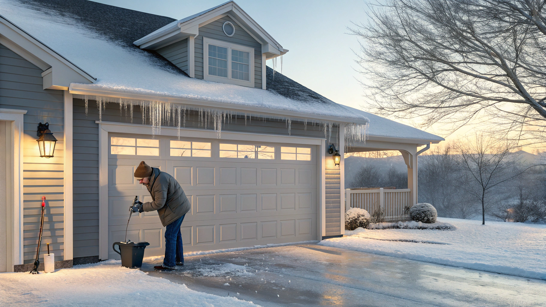 Suburban Garage in Winter