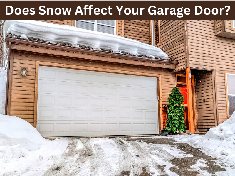 Snow-covered garage door with ice buildup in Waukesha
