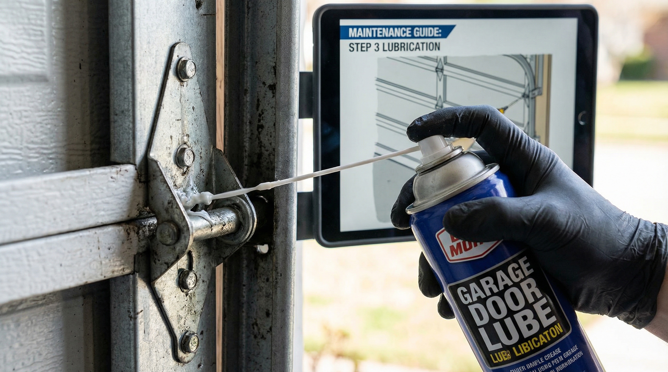 Lubricating garage door hinges - maintenance guide