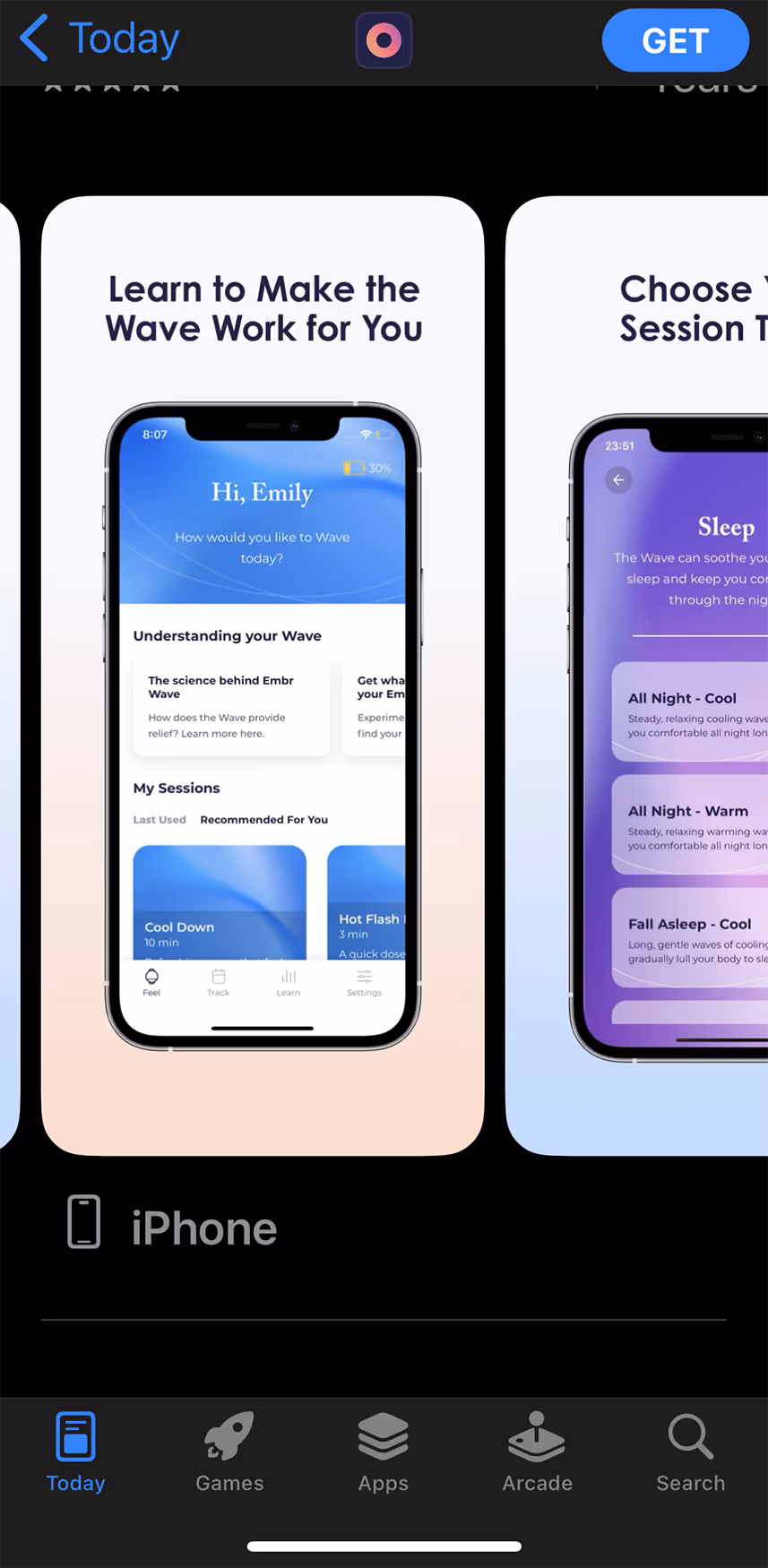 UX flow gallery image - Embr Wave Downloading the app screen 3