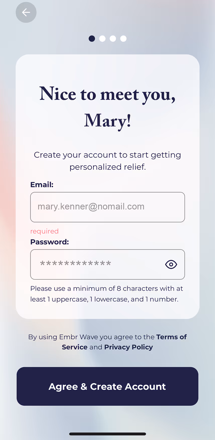 UX flow gallery image - Embr Wave Setup - nice to meet you! 