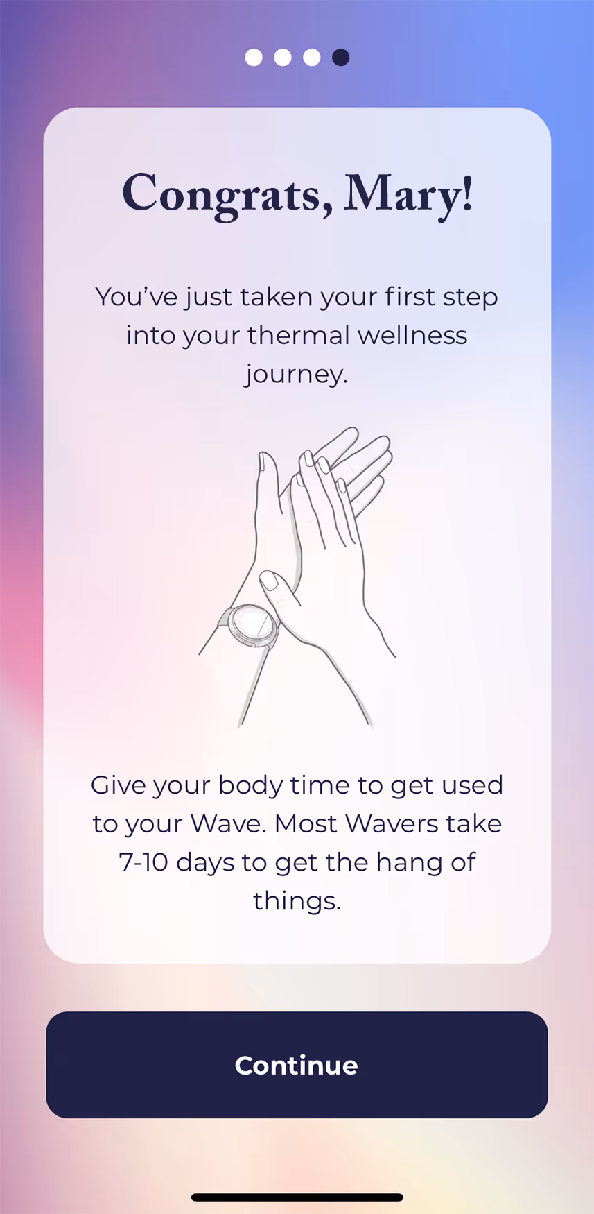 UX flow gallery image - Embr Wave Onboarding -  Congrats