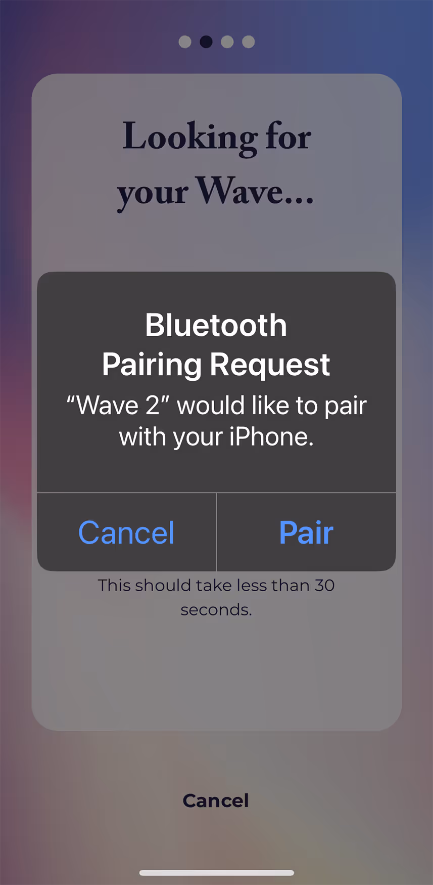 UX flow gallery image - Embr Wave Onboarding -  Set up 3 - pairing